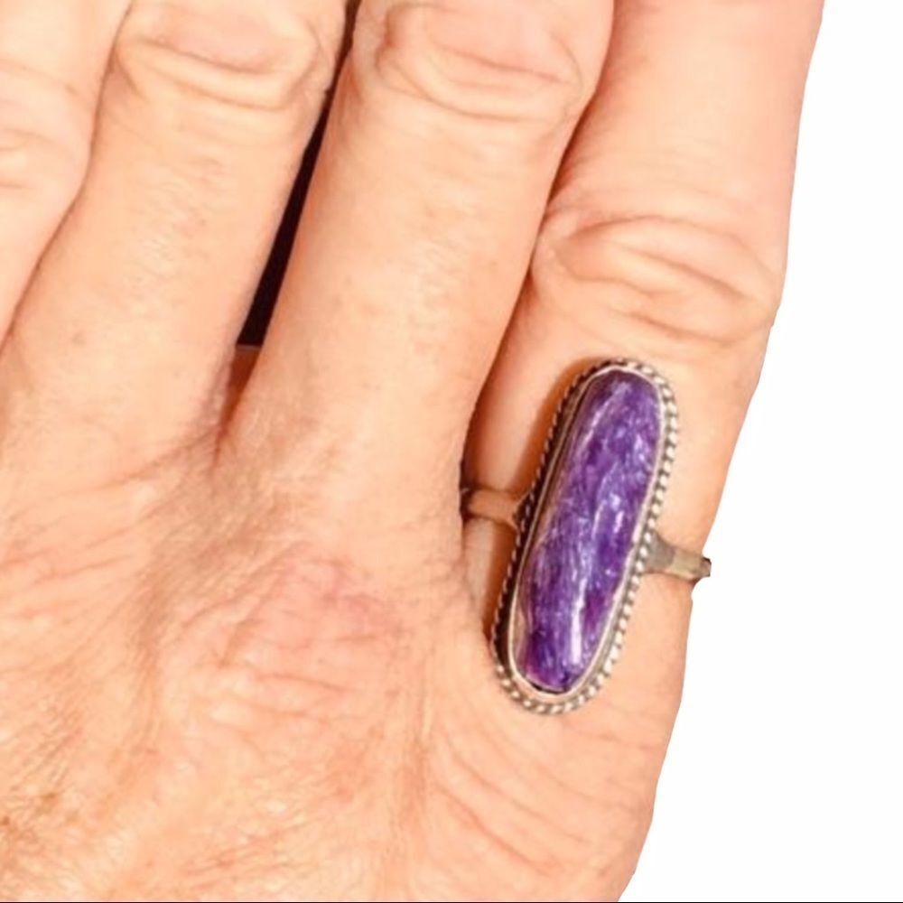 Natural Purple Chariote Gemstone Sterling Silver Custom Ring NEW